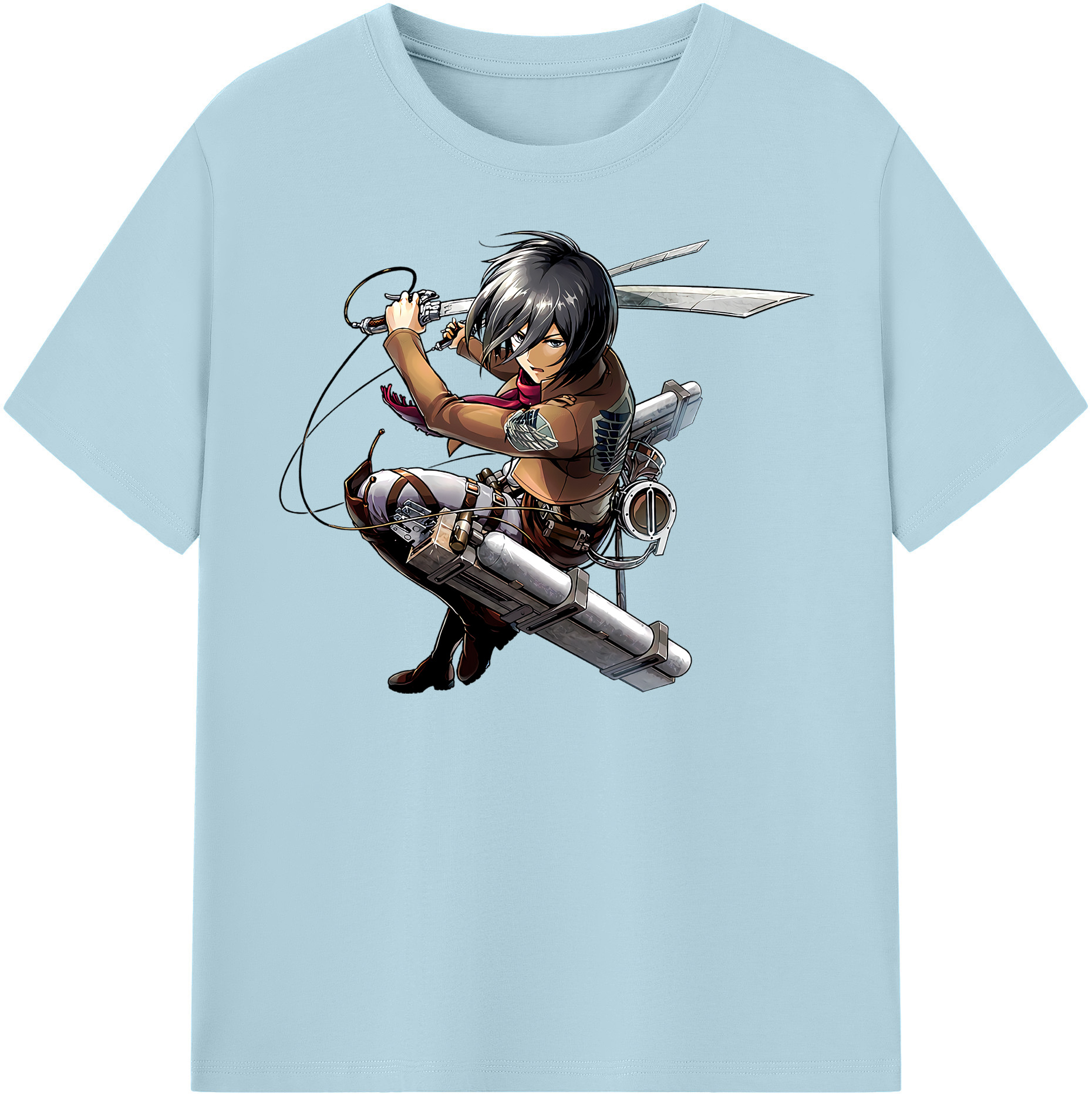 （画像用） 進撃の巨人 ミカサ·アッカーマン Attack on Titan Mikasa Ackerman 綿100％半袖Tシャツ（フロントプリント）